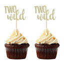 Giuffi Gold Two Wild Cupcake Toppers Baby Girl Boy Second Birthday Party Picks Kids Party Decoration Supplies - Set of 24