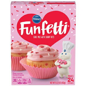 Funfetti ケーキミックス キャンディ ハート キャンディ ビット入り 2 個パック - それぞれ最大 24 個のカップケーキが作れます Pack of 2 Funfetti Cake Mix with Candy Hearts Candy Bits-each makes up to 24 cupcakes