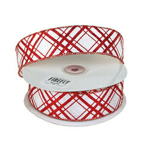 Firefly Imports Candy Cane Glitter Satin Ribbon Wired Edge, Red/White (1-1/2-Inch x 20 Yards)
