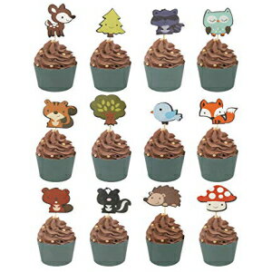 Set of 24 WallyE Woodland Animals Cupcake Toppers, Forest Jungle Animals Friends Cake Toppers Picks for Kids Birthday Party or Baby Shower