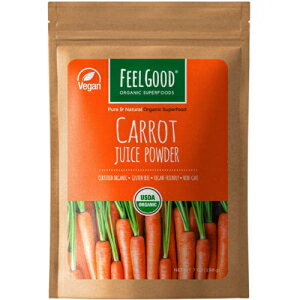 FeelGood Organic Superfoods Carrot Juice Powder, Vegan, Non-GMO Vegetable Powder, Natural Food Coloring, 7 oz