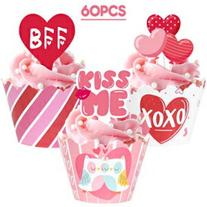 バレンタインデーのカップケーキトッパーラッパー–ケーキデコレーションパーティー用品60Ct Your Little Lovely Valentine’s Day Cupcake Toppers Wrappers – Cake Decorations Party Supplies 60Ct