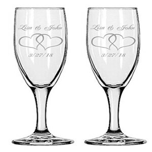 ե ե˥ƥǥ 󥿡å ϡ ѥ ե롼 ѡʥ饤줿ե饹 2 ĥå (󥿡å ϡ) Gifts Infinity Engraved Wedding Interlock Hearts Champagne tes Set of 2 Personalized