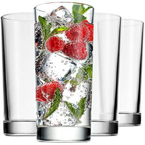 Godinger ハイボール ドリンクグラス、イタリア製トールガラスカップ、ウォーターグラス、カクテルグラス - イタリア製、14オンス、4個セット Godinger Highball Drinking Glasses, Italian Made Tall Glass Cups, Water Glasses, Cocktail Glasses -