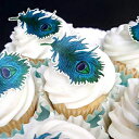 CHOCKACAKE30xHpEGn[Xy[p[u[s[RbNtFU[P[LJbvP[Lgbp[/fR[VIP[LfR[V CHOCKACAKE 30x Edible Wafer Paper Blue Peacock Feather for Cake Cupcake Toppers/Decorations Wedding Party Cak