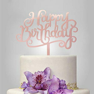 Happy Birthday ケーキトッパー、ローズゴールドアクリル、カリグラフィーキラキラケーキデコレーションサインパーティーバナー (ローズゴールド 1) Happy Birthday Cake Topper, Rose Gold Acrylic, Calligraphy Bling Cake Decoration Sign Party Ba