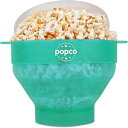 オリジナル Popco シリコン電子レンジポップコーンポッパー ハンドル付き シリコンポップコーンメーカー 折りたたみボウル BPAフリー 食器洗い機対応 - 15色展開 (透明アクア) The Original Popco Silicone Microwave Popcorn Popper with Handles, S