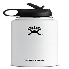 Hydro Flask 真空断熱ステンレススチールウォーターボトル 広口 ストロー蓋付き (ホワイト 32オンス) Hydro Flask Vacuum Insulated Stainless Steel Water Bottle Wide Mouth with Straw Lid (White, 32-Ounce)