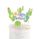 サボテンハッピーバースデーケーキトッパーサボテンカップケーキトッパーはハワイアンルアウをテーマにしたパーティーサプライブライダルシャワートロピカルサマーケーキデコレーションのためのルアウケーキトッパーの装飾を選びます LZGQXF Cactus Happy Birthday Cake