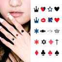 Oottati 小さなかわいい一時的なタトゥー フィンガー クラウン スペード レッド ハート (2 個セット) Oottati Small Cute Temporary Tattoo Finger Crown Spades Red Hearts (Set of 2)