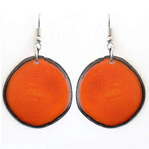 ^OAibc`bvXsAXIWnhChtFAg[h FLORAMA Natural Jewelry Tagua Nut Chips Earrings Orange Handmade Fair Trade
