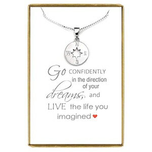 RpXlbNXX^[OVo[AƃMtglbNXAȂ̖̕ɎMčsAƃMtglbNXA18C` Alexandreasjewels Compass Necklace Sterling Silver, Graduation Gift Necklace, Go Confidently in the Direction