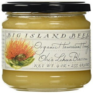 オーガニック オヒア レフア ブロッサム 生ハワイアン ハニー、ビッグ アイランド ビーズによる単一花品種 (9 オンスのガラス瓶) Organic Ohia Lehua Blossom Raw Hawaiian Honey, Single Floral Variety by Big Island Bees (9 oz Glass Jar