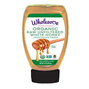 健康的なオーガニック生無濾過白蜂蜜、無農薬、非遺伝子組み換え、16 オンス (6個入り) Wholesome Organic Raw Unfiltered White Honey, Pesticide Free, Non GMO, 16 oz. (Pack of 6)