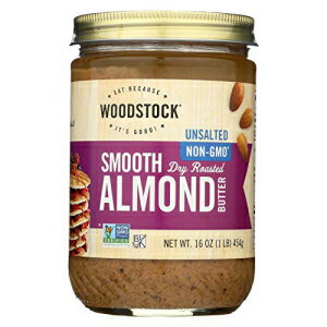 ウッドストック アーモンドバター 無塩スムーズ、16 オンス Woodstock Almond Butter Unsalted Smooth, 16 oz