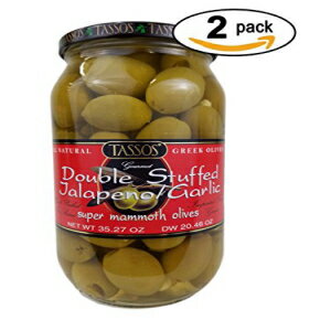 ^b\ 2 pbN I[i` _uX^bth ny[jƃK[bN X[p[}X I[u (2X35.27 IX) 2 Pack Of Tassos All Natural Double Stuffed Jalapeno And Garlic Super Mammoth Olives (2X35.27 oz.)
