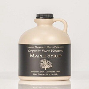 マンスフィールド メープル認定オーガニック ピュア バーモント メープル シロップ プラスチック水差し入り アンバー リッチ (バーモント ミディアム)、ハーフガロン Mansfield Maple Certified Organic Pure Vermont Maple Syrup in Plastic Jug Am