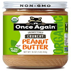 Once Again オーガニック、カリカリピーナッツバター - 無塩、無糖 - 16 オンス ジャー Once Again Organic, Crunchy Peanut Butter - Salt Free, Unsweetened - 16oz Jar