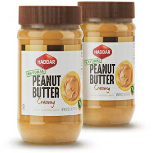 Haddar、オールナチュラルピュアクリーミーピーナッツバター、18オンスの瓶（2パック）、100％純粋、1つの成分のみ、非遺伝子組み換え、砂糖、塩、パーム油不使用 Haddar, All Natural Pure Creamy Peanut Butter, 18oz Jar (2 Pack), 100% Pure, Just