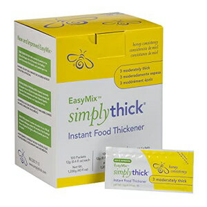 SimplyThick EasyMix | 12g 個別パケット 100 個 | 嚥下障害・嚥下障害のある方のためのゲル増粘剤 | IDDSI レベル 3 - 適度な厚み (蜂蜜の一貫性) を作成します。 SimplyThick EasyMix | 100 Count of 12g Individual Packets | Gel Thi