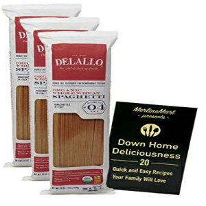 DeLallo オーガニック全粒粉パスタ | スパゲッティ No. 04 (16 オンス) | 3 Count Plus レシピ小冊子バンドル DeLallo Bundle DeLallo Organic Whole Wheat Pasta | Spaghetti No. 04 (16 Ounces) | 3 Count Plus Recipe Booklet Bu 1