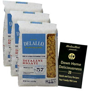 DeLallo 輸入イタリア産小麦パスタ | Ditalini リガティ No. 57 (16 オンス) | 3 Count Plus レシピ小冊子バンドル DeLallo Imported Italian Wheat Pasta | Ditalini Rigati No. 57 (16 Ounces) | 3 Count Plus Recipe Booklet Bun
