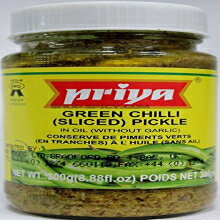 ץ ꡼ (饤) Ҥ (˥˥ʤ) - 8.88 ̥ Priya Green Chilli (Sliced) Pickle in Oil (Without Garlic) - 8.88fl oz