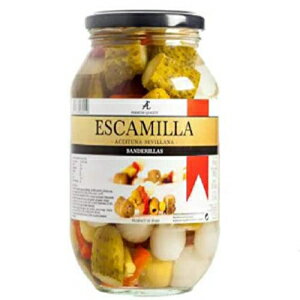 ESCAMILLA Olives Banderillas - Spicy Olives And Pickles On Sticks 850g - Delicious olives and pickled vegetables placed on convenient skewers