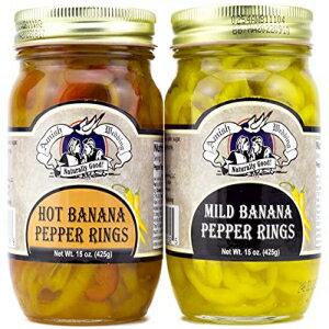 Amish Wedding Foods Amish Wedding Hot Banana Pepper Rings & Mild Banana Pepper Rings Variety 2-Pack 15 oz. Jars