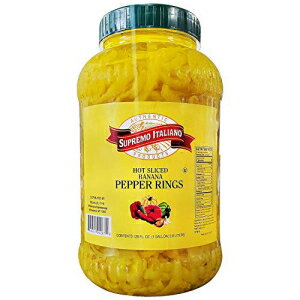 Supremo Italiano ホットスライスバナナペッパーリング 1 ガロン Supremo Italiano Hot Sliced Banana Pepper Rings 1 gallon