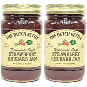 ダッチケトル アーミッシュ自家製スタイル ストロベリー ルバーブ ジャム 2 - 19 オンス 再利用可能な瓶 The Dutch Kettle Amish Homemade Style Strawberry Rhubarb Jam 2 - 19 Oz Reusable Jars