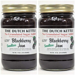 ダッチケトル シュガーレスシードレス ブラックベリージャム 2-18オンス 瓶 The Dutch Kettle Sugarless Seedless Blackberry Jam 2-18 oz. Jars