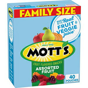 Mott's フルーツフレーバースナック、フルーツ盛り合わせ、ポーチ、0.8 オンス、40 カラット Mott's Fruit Flavored Snacks, Assorted Fruit, Pouches, 0.8 oz, 40 ct