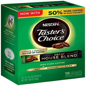 ネスカフェ テイスターズチョイス デカフェ 16本 ハウスブレンド インスタントコーヒー シングルサーブスティック 1.69オンス Nescafe Taster 039 s Choice Decaf 16 Piece House Blend Instant Coffee Single Serve Sticks, 1.69 oz