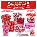 ガム パーソナライズされたバレンタインデーのキャンディービュッフェ - ハーシーのキス、シックスレット、ガムボール、チョコレートハート、ダムダムなどが含まれます (14ポンド以上) WH Candy Personalized Valentine's Day Candy Buffet - Includes Hershey's