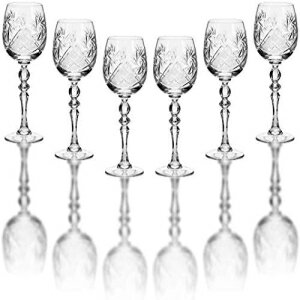 ギフトプラザ6、8オンスワインゴブレットグラス、手作りのヴィンテージロシアクリスタルのセット Neman GIFTS PLAZA Set of 6, 8 Oz Wine Goblet Glasses, Hand Made Vintage Russian Crystal