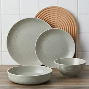 Stone lain ローレン器食器セット、4 人用 16 点サービス、グリーン Stone lain Lauren Stoneware Dinnerware Set, 16-Piece Service for 4, Green