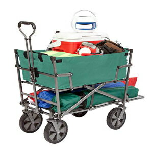 楽天GlomarketMac Sports 高耐久スチール 2 階建て折りたたみ式ヤード カート ワゴン、グリーン Mac Sports Heavy Duty Steel Double Decker Collapsible Yard Cart Wagon, Green