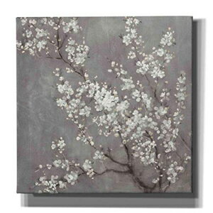 Epic Graffiti White Cherry Blossom II on Gray by Anhui Nia Gisele キャンバスウォールアート、37インチ x 37インチ Epic Graffiti White Cherry Blossom II on Grey by Anhui Nia Gisele Canvas Wall Art, 37