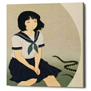 Sai Tamiya によるエピック グラフィティ ヘビと女性 ジークレー キャンバス ウォールアート、26インチ x 34インチ、グリーン Epic Gra..