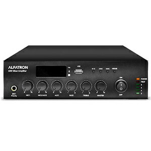 Alfatron 60W-UB Compact Mixer Amplifier with Bluetooth, On Board Tuner, Built-in USB MP3 Player, &Front Panel Mic Input, 60W at 70/100V, Perfect for Classrooms &Shops