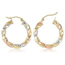TousiAttart[vCOXpC-ƃK[tĥ߂̃gCJ[EhK14S[hCO-̂߂̃j[NȃWG[-TCY1C` TOUSIATTAR JEWELERS TousiAttar Hoop Earrings Spiral- Tri Color Round 14k Gold Earring fo