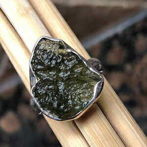 i`O[_oCg925\bhX^[OVo[OTCY6.75 Natural Rocks by Kala Natural Green Moldavite 925 Solid Sterling Silver Ring Size 6.75