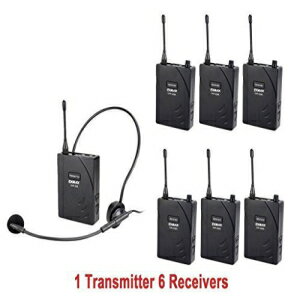 EXMAX UHF-938 UHF 音響伝送ワイヤレスヘッドセットマイクオーディオツアーガイドシステム 433MHz 教会翻訳教育旅行同時通訳用 (送信機1台と受信機6台) EXMAX UHF-938 UHF Acoustic Transmission Wireless Headset Microphone Audio Tour Guide System