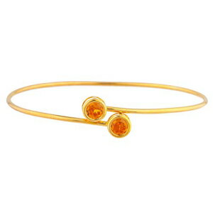 14KS[hV~[VIWVgEhx[oOuXbg Elizabeth Jewelry 14Kt Gold Simulated Orange Citrine Round Bezel Bangle Bracelet