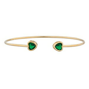 14KS[hV~[VGhn[gx[oOuXbg Elizabeth Jewelry 14Kt Gold Simulated Emerald Heart Bezel Bangle Bracelet