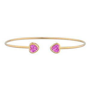 14KS[hNGCebhsNTt@CAn[gx[oOuXbg Elizabeth Jewelry 14Kt Gold Created Pink Sapphire Heart Bezel Bangle Bracelet