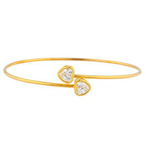 14Kゴールドジルコニアハートベゼルバングルブレスレット Elizabeth Jewelry 14Kt Gold Zirconia Heart Bezel Bangle Bracelet