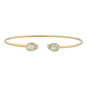 14KS[hANA}yA[x[oOuXbg Elizabeth Jewelry 14Kt Gold Genuine Aquamarine Pear Bezel Bangle Bracelet