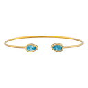 14KS[hV~[Vu[gp[YyA[x[oOuXbg Elizabeth Jewelry 14Kt Gold Simulated Blue Topaz Pear Bezel Bangle Bracelet